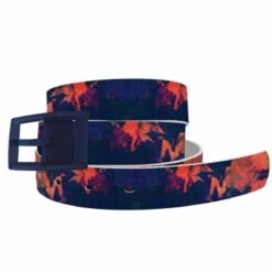C4 Red Watercolor Ladies Belt With Navy Buckle