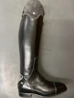 DeNiro Erika Custom Ladies Field Boot W/ Grey Suede Top Silver Studs, 41, Demo