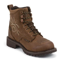 Justin Katerina Lace Up Waterproof Steel Toe Ladies Work Boots
