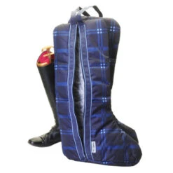 Chestnut Bay Quilted Lined Boot Bag Blue Plaid