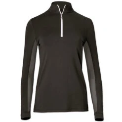 Tailored Sportsman Ice Fil Long Sleeve Ladies Quarter Zip - Black